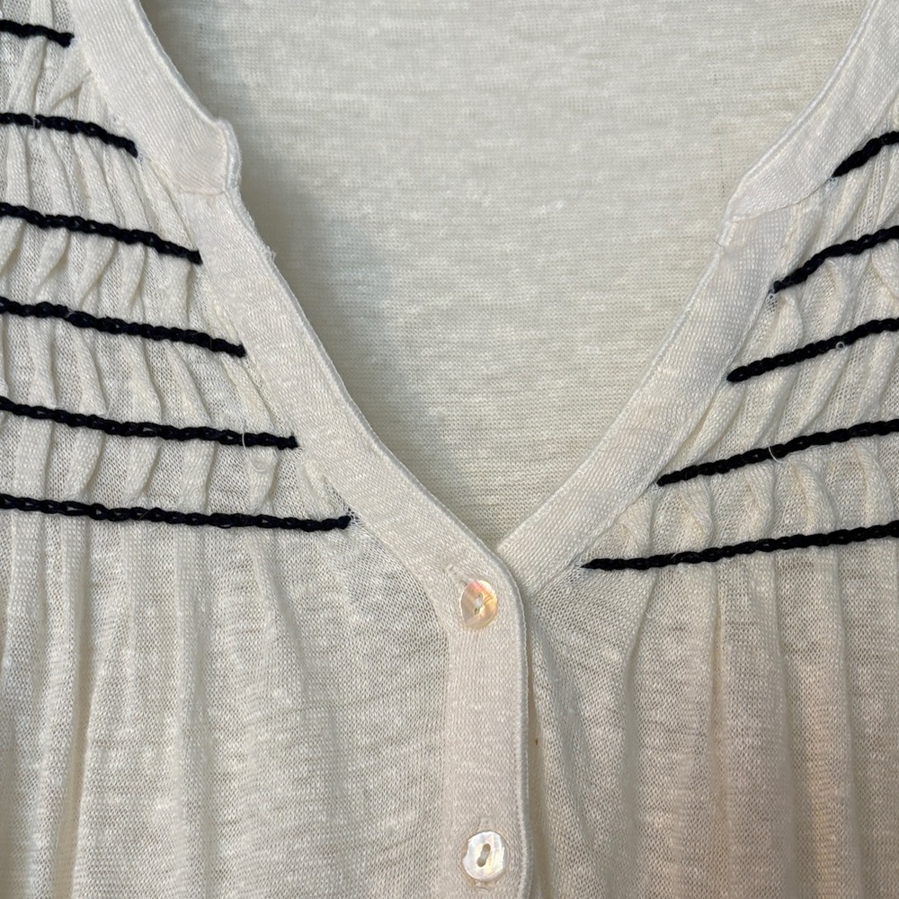 Sundance Linen Striped Cream Women's Top Size L - Picture 4 of 9